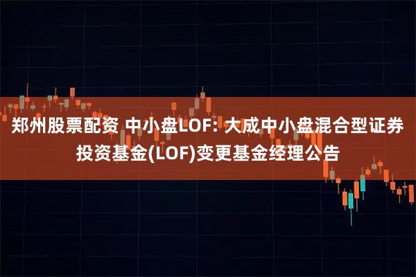 郑州股票配资 中小盘LOF: 大成中小盘混合型证券投资基金(LOF)变更基金经理公告